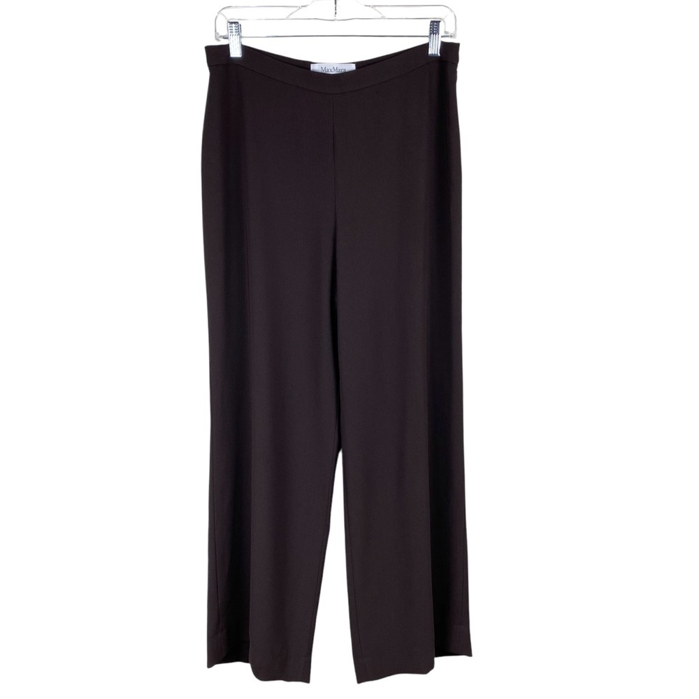 MaxMara Dress Trousers Pants Expresso Brown Women’s Size 10 Wide Leg High Rise - Picture 3 of 10